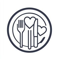 Wall Mural - Romantic Dinner Icon,  cutlery on plate