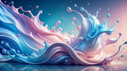 Poster - Bright pink and blue liquid splashes create an energetic and vibrant composition. The flowing waves of color blend seamlessly into a smooth gradient backdrop, capturing movement and fluidity