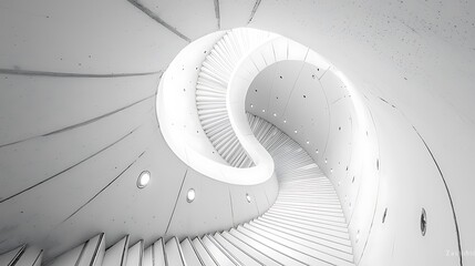 Aufkleber - Abstract White Spiral Staircase Interior Architecture Design