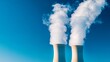© Raul - Cooling towers billow white steam against a vibrant blue sky.  A powerful image of industrial energy.