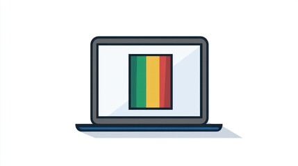 Fototapete - Laptop displaying the flag of Benin