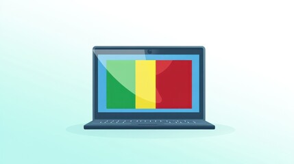 Poster - Laptop displaying Mali flag, digital illustration