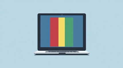 Fototapete - Laptop screen displaying color bars, simple graphic design, for website or presentation