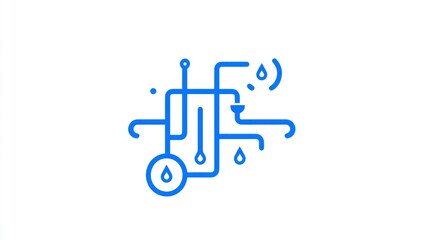 Poster - Smart water system, pipes, network, data, monitoring, technology, illustration