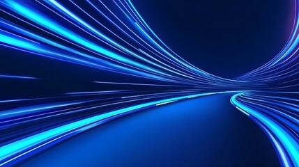 Fototapete - Abstract blue light streaks forming a tunnel.