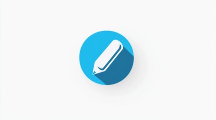 Poster - Blue circle pen icon, white background, digital art, website design