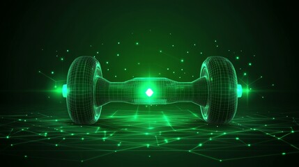 Aufkleber - Abstract Hoverboard on Green Technology Background, Futuristic Personal Transport Device