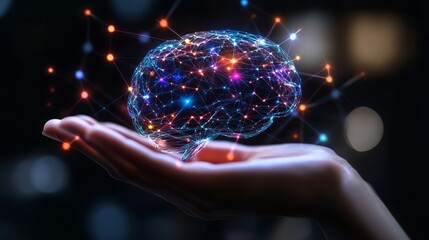 Poster - Digital Brain Network Abstract Concept Futuristic Technology Innovation Artificial Intelligence Neural Connections Data Science Modern Design         