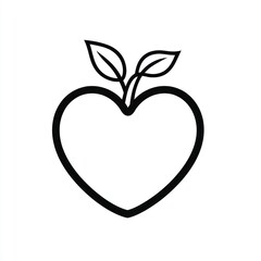 Wall Mural - Heart-shaped apple with leaves; healthy eating concept; white background;  website icon