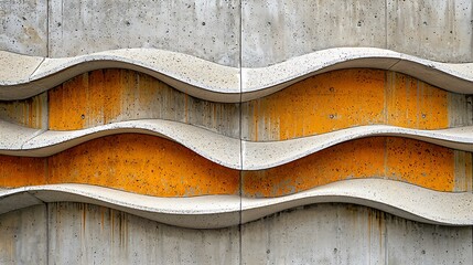 Poster - Concrete Wave Wall Art, Urban Exterior, Orange Accents