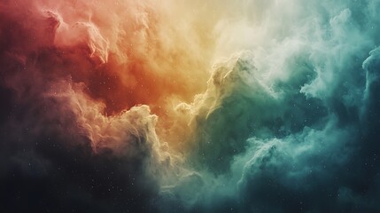Aufkleber - Cosmic Nebula Cloudscape Red, Teal, Gold Space Background