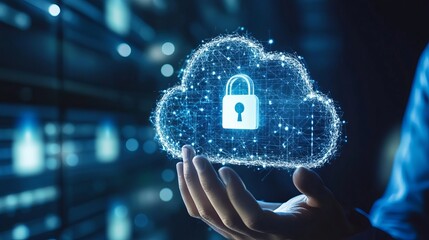 Poster - Secure Cloud Computing Digital Data Protection Network Technology Innovation Safeguarding Cyber Security Privacy Advanced Encryption System Global    