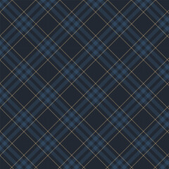 Wall Mural - plaid with twill weave repeat pattern in dark blue.gingham seamless pattern with stripes.checkered t