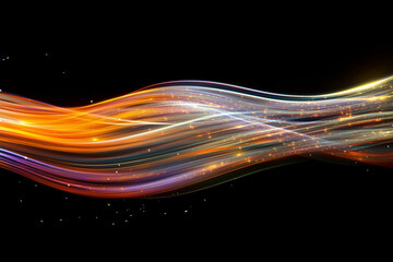 Aufkleber - colorful, wavy line of light and dark colors. The light colors are orange and yellow, while the dark colors are blue and purple. The line appears to be moving and has a sense of energy and motion