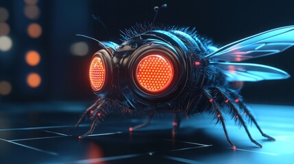 Cybernetic Fly: A Futuristic Insect in a Technological World