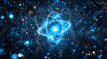 Poster - Glowing atom energy cosmic background design