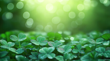 Wall Mural - shamrock four-leaf clover background with copy space for happy st. patrick's day celebration