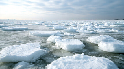 Wall Mural - enchanting ice floes illuminated by northern lights against a serene gray blue backdrop at twilight 