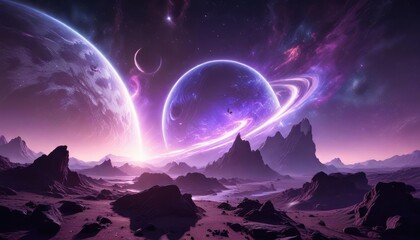 Wall Mural - swirling purple blue light emanating from a distant planet, blue, swirling