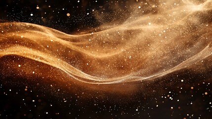 Aufkleber - Golden wave abstract, cosmic dust, dark background, design element