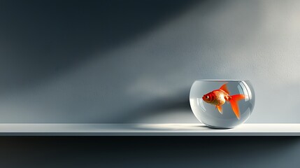 Wall Mural - Goldfish bowl shelf sunlight minimalist home decor