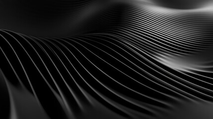 Poster - Creative black lines and curves background. 3D Rendering