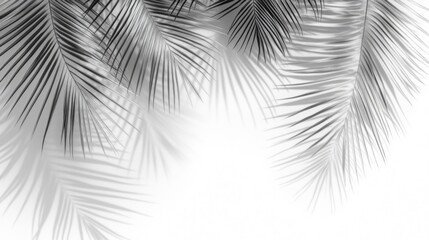 Wall Mural - Palm leaf shadows on white background; summer design