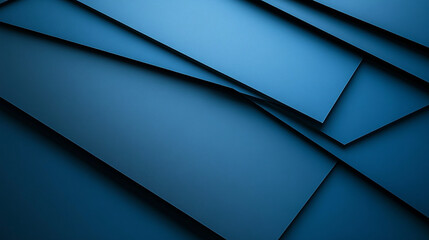 Poster - Layers of deep blue paper creating a captivating geometric pattern under soft lighting