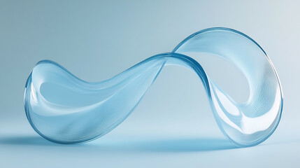 Poster - Sleek curves in transparent blue create an ethereal vibe and captivating elegance in a minimalist design