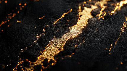 Poster - Golden veins intertwine with dark textures, showcasing a mesmerizing contrast of materials and colors
