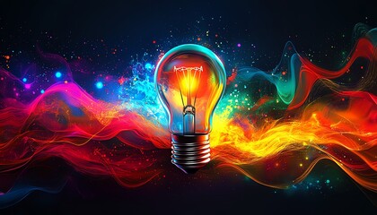 Canvas Print - Creative idea generation illustrated by a light bulb