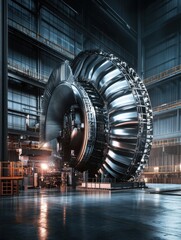 Poster - Large industrial turbine in a high-tech manufacturing facility.