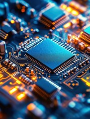 Poster - Close-up of chip on circuit board in electronics manufacturing