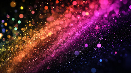 Poster - Vibrant cascade of colorful particles swirling through the darkness with mesmerizing light effects