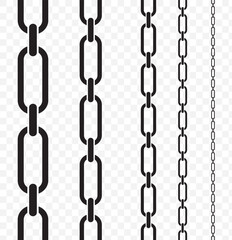 Poster - Abstract chain round frame. Black circle frames with chains patterns isolated transparent background. iron chain set from straight to curved. EPS 10.