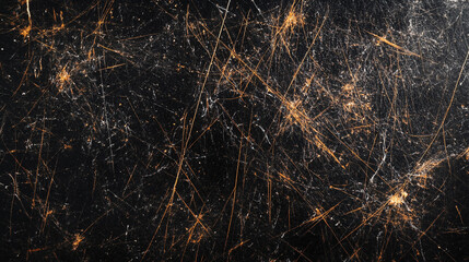 Poster - Intricate patterns of light and texture emerge from a dark surface filled with mesmerizing golden streaks glowing softly