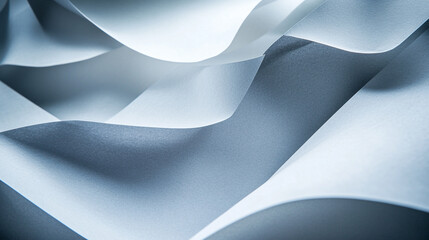 Poster - Ribbons of soft white paper gracefully undulating in gentle curves create a soothing visual rhythm