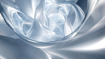 Poster - Cascading waves of translucent silver flowing like water in a serene, dreamlike environment