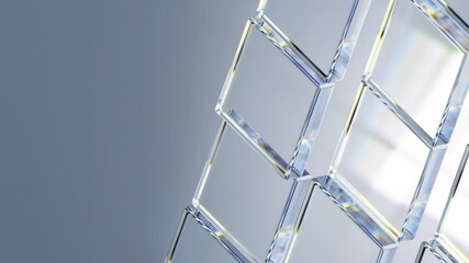 Fototapete - Bright 3d background with glass and light animation. Abstract empty blank with copy space for creative business concept. Minimal neutral template. Shiny mosaic motion texture. Seamless loop.