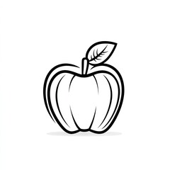 Wall Mural - Line art apple drawing, white background, healthy food concept