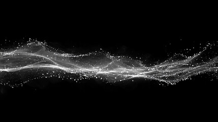 Poster - Dynamic waves of sparkling light dance across a dark background, creating an enchanting visual experience