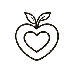 Wall Mural - Heart-shaped apple with leaves; health, love, and well-being concept; white background; healthy lifestyle