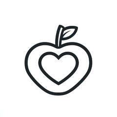 Wall Mural - Simple apple graphic with heart, design element