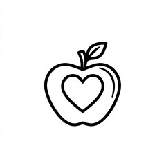 Wall Mural - Simple apple with heart graphic, healthy food icon, abstract illustration