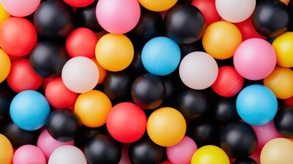 Poster - A vibrant assortment of colorful plastic balls in various sizes, creating a playful and lively visual texture.