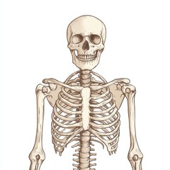 Poster - Detailed anatomical representation of a human skeleton for educational purposes in a clinical setting. Generative AI