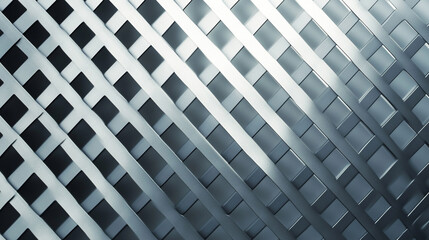 Poster - Intricate geometric patterns created by angled metallic strips reflecting light in a modern architecture setting