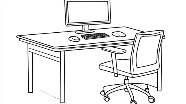 Office Desk with Computer and Chair
