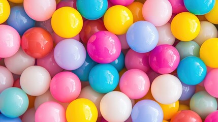Poster - A vibrant collection of colorful, shiny balls in various sizes and hues, creating a cheerful and playful atmosphere.