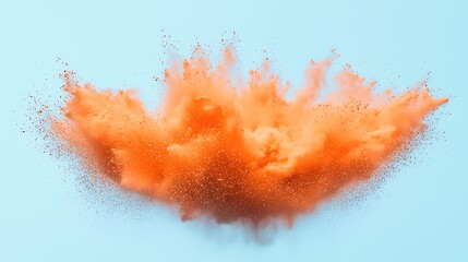Poster - Orange powder explosion against blue background